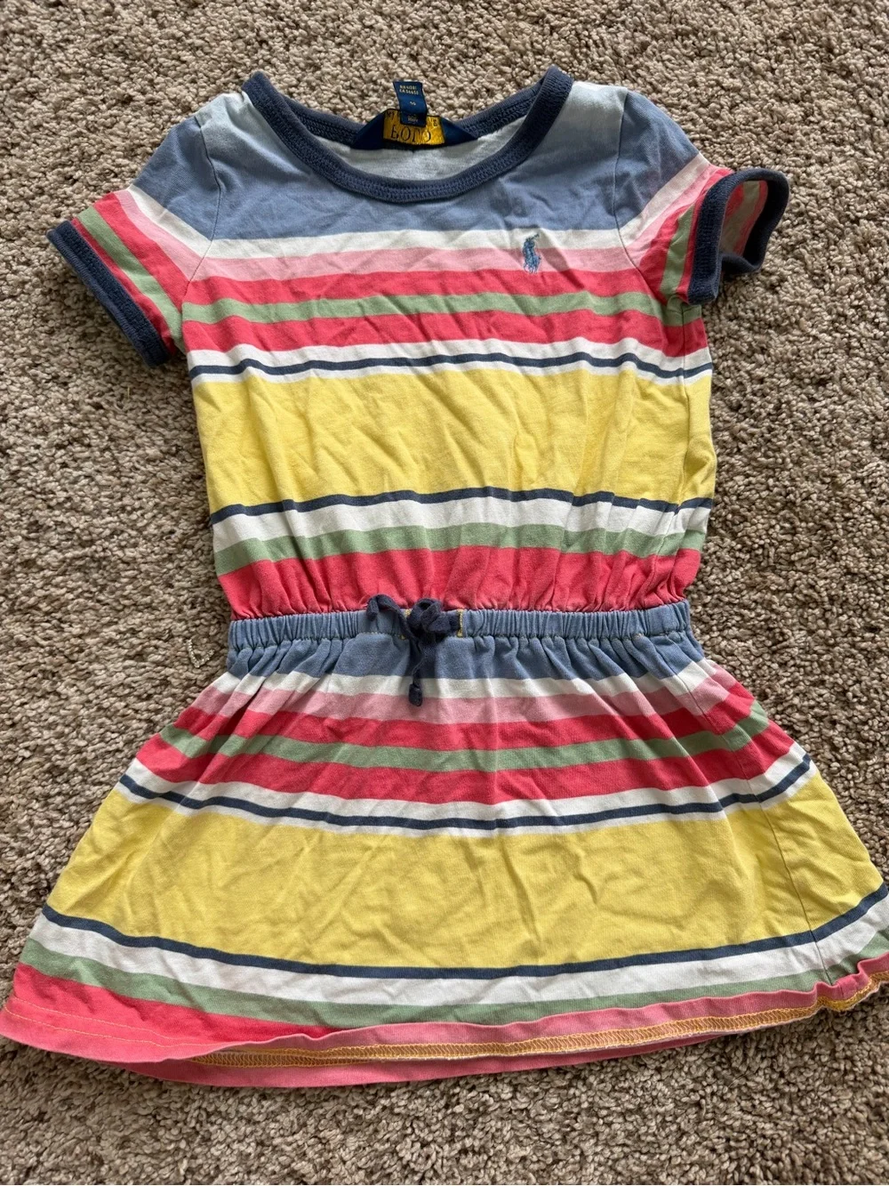 Ralph Lauren Girls' Striped Knit Dress in Yellow, Pink & Blue